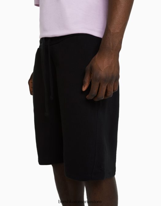 Bershka bărbați bermude de bază de pluș negru Z86D3315 îmbrăcăminte