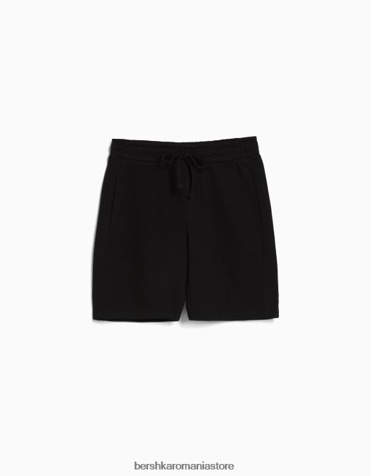 Bershka bărbați bermude de bază de pluș negru Z86D3315 îmbrăcăminte