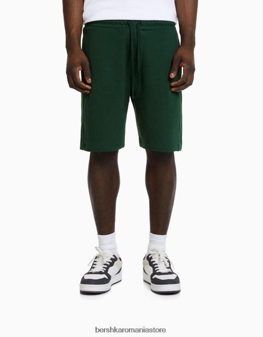 Bershka bărbați bermude de bază de pluș verde Z86D3317 îmbrăcăminte