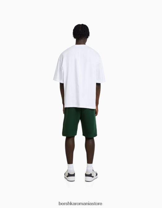 Bershka bărbați bermude de bază de pluș verde Z86D3317 îmbrăcăminte