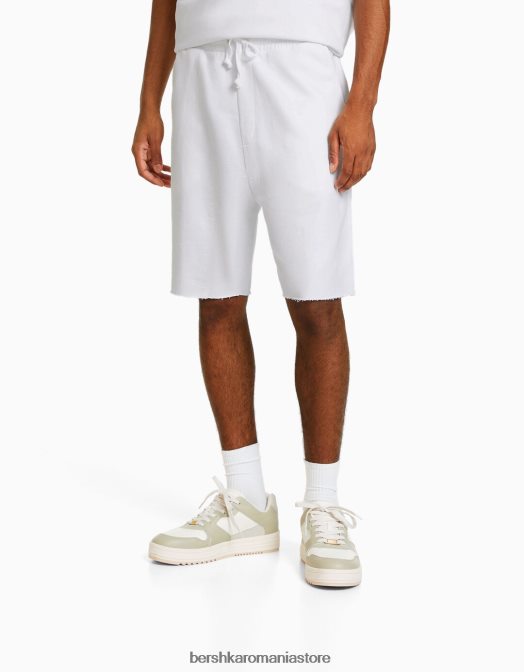 Bershka bărbați bermude de pluș decolorate alb Z86D3364 îmbrăcăminte