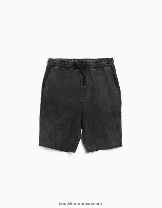 Bershka bărbați bermude de pluș decolorate negru Z86D3361 îmbrăcăminte