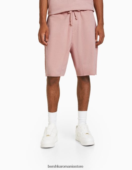Bershka bărbați bermude de pluș decolorate roz Z86D3360 îmbrăcăminte