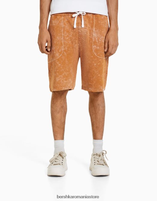 Bershka bărbați bermude din bumbac decolorat portocaliu închis Z86D3313 îmbrăcăminte