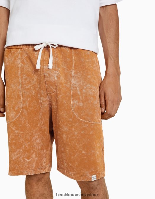 Bershka bărbați bermude din bumbac decolorat portocaliu închis Z86D3313 îmbrăcăminte