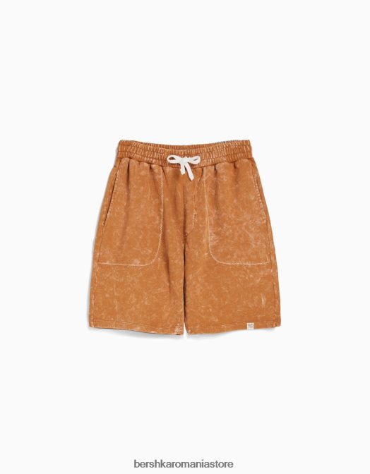 Bershka bărbați bermude din bumbac decolorat portocaliu închis Z86D3313 îmbrăcăminte