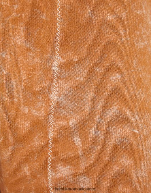 Bershka bărbați bermude din bumbac decolorat portocaliu închis Z86D3313 îmbrăcăminte