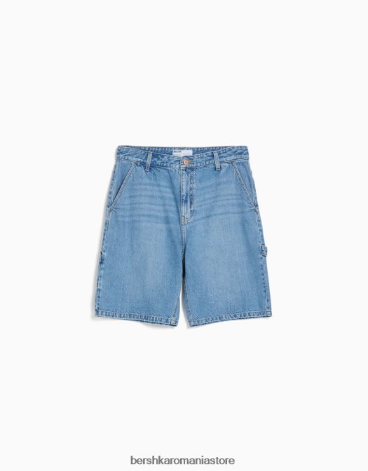 Bershka bărbați bermude din denim carpenter albastru deschis Z86D3296 îmbrăcăminte