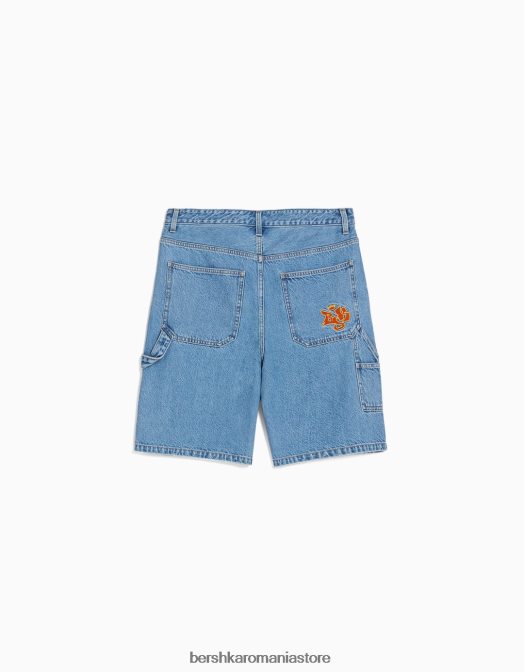 Bershka bărbați bermude din denim carpenter albastru deschis Z86D3296 îmbrăcăminte
