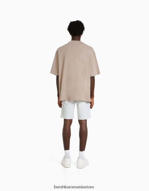 Bershka bărbați bermude din denim rupte alb Z86D3338 îmbrăcăminte