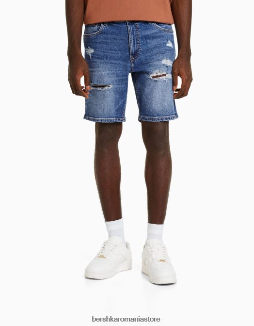 Bershka bărbați bermude din denim rupte albastru Z86D3339 îmbrăcăminte
