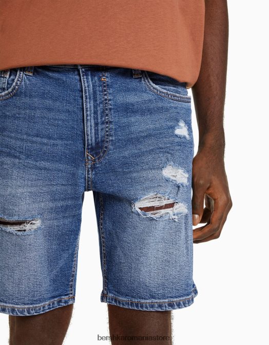 Bershka bărbați bermude din denim rupte albastru Z86D3339 îmbrăcăminte