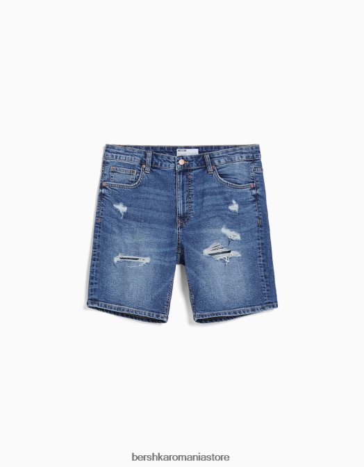 Bershka bărbați bermude din denim rupte albastru Z86D3339 îmbrăcăminte