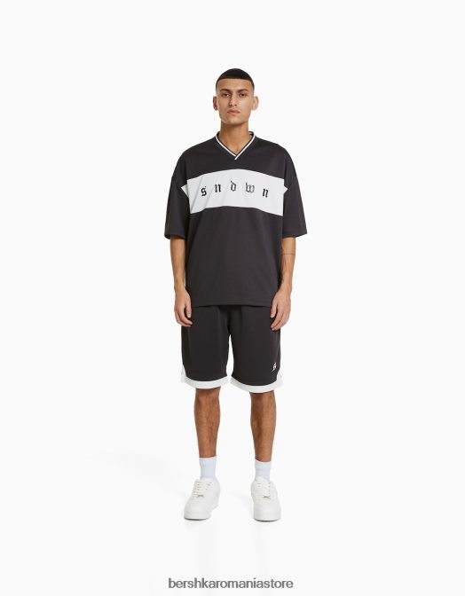 Bershka bărbați bermude din plasă gri Z86D3299 îmbrăcăminte