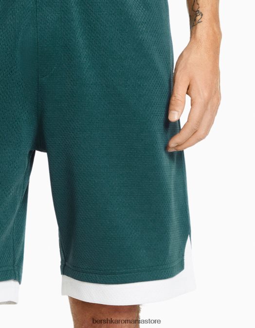 Bershka bărbați bermude din plasă verde Z86D3298 îmbrăcăminte