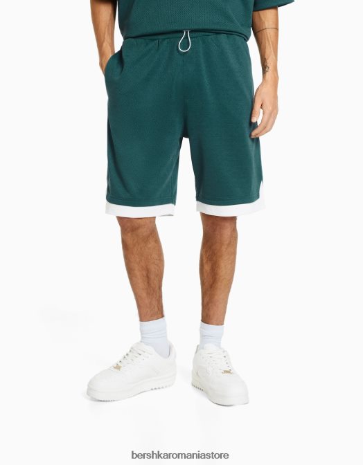 Bershka bărbați bermude din plasă verde Z86D3298 îmbrăcăminte