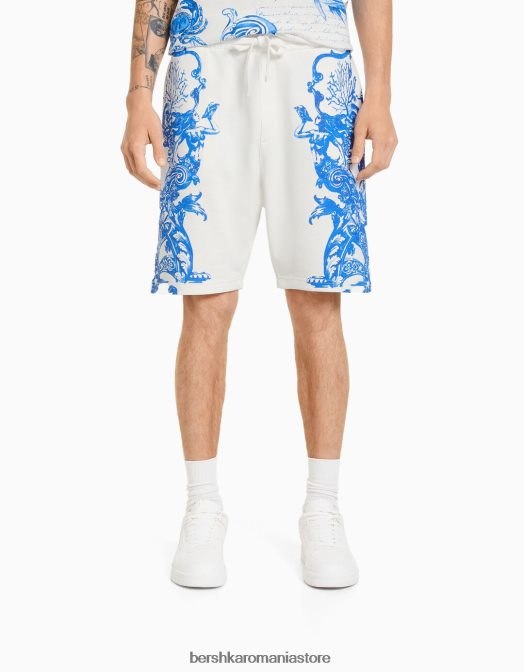 Bershka bărbați bermude din pluș, cu corp relaxat, imprimate albastru Z86D3350 îmbrăcăminte