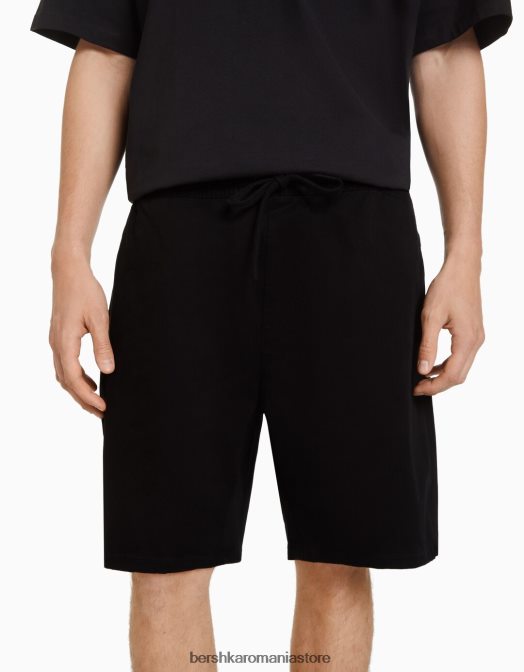 Bershka bărbați pantaloni de trening bermude negru Z86D3354 îmbrăcăminte