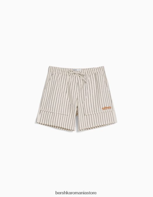 Bershka bărbați pantaloni scurți de jogger din denim cu dungi retro sport cremă Z86D3368 îmbrăcăminte