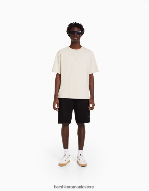 Bershka bărbați pantaloni scurti de transpirație cargo bermude negru Z86D3322 îmbrăcăminte