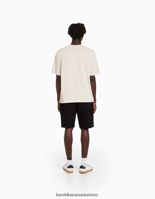Bershka bărbați pantaloni scurti de transpirație cargo bermude negru Z86D3322 îmbrăcăminte