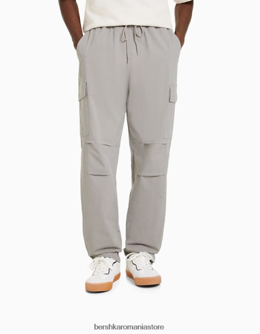 Bershka bărbați pantaloni cargo cu opritoare gri Z86D3230 îmbrăcăminte