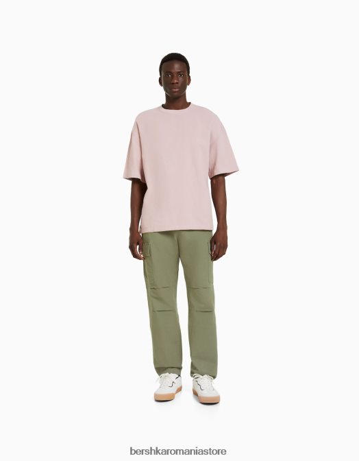 Bershka bărbați pantaloni cargo cu opritoare kaki Z86D3229 îmbrăcăminte