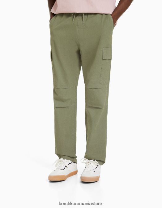 Bershka bărbați pantaloni cargo cu opritoare kaki Z86D3229 îmbrăcăminte