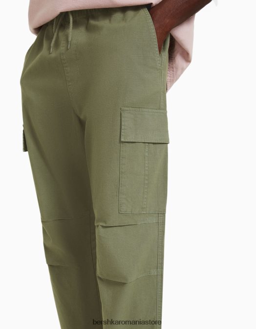 Bershka bărbați pantaloni cargo cu opritoare kaki Z86D3229 îmbrăcăminte