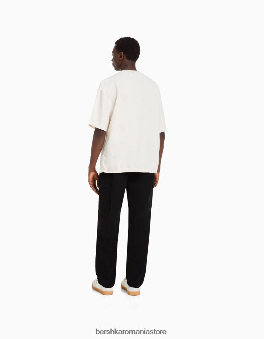 Bershka bărbați pantaloni cargo cu opritoare negru Z86D3231 îmbrăcăminte