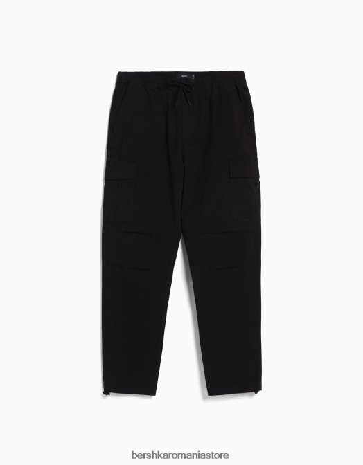 Bershka bărbați pantaloni cargo cu opritoare negru Z86D3231 îmbrăcăminte
