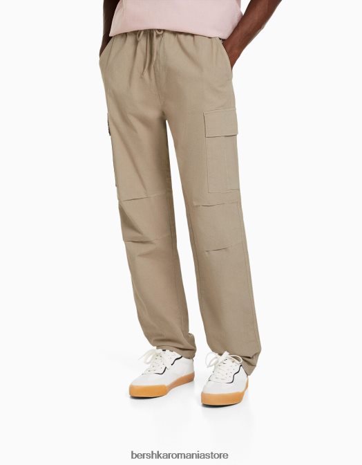 Bershka bărbați pantaloni cargo cu opritoare nisip Z86D3228 îmbrăcăminte