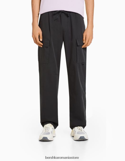 Bershka bărbați pantaloni cargo din poplin gri Z86D3261 îmbrăcăminte