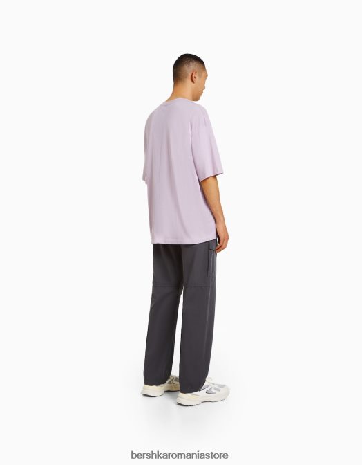 Bershka bărbați pantaloni cargo din poplin gri Z86D3261 îmbrăcăminte