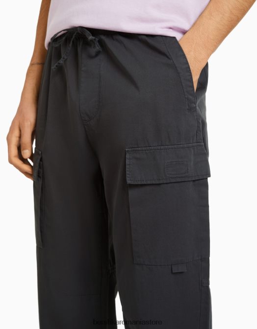 Bershka bărbați pantaloni cargo din poplin gri Z86D3261 îmbrăcăminte