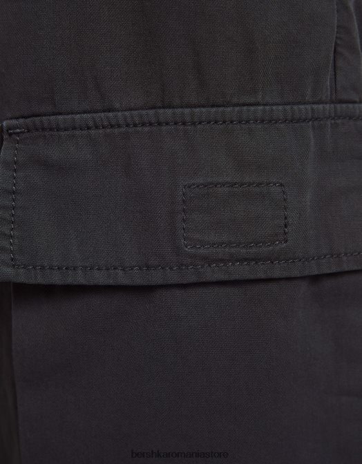 Bershka bărbați pantaloni cargo din poplin gri Z86D3261 îmbrăcăminte