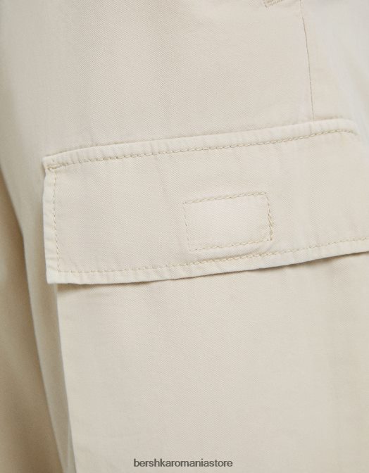Bershka bărbați pantaloni cargo din poplin nisip Z86D3262 îmbrăcăminte