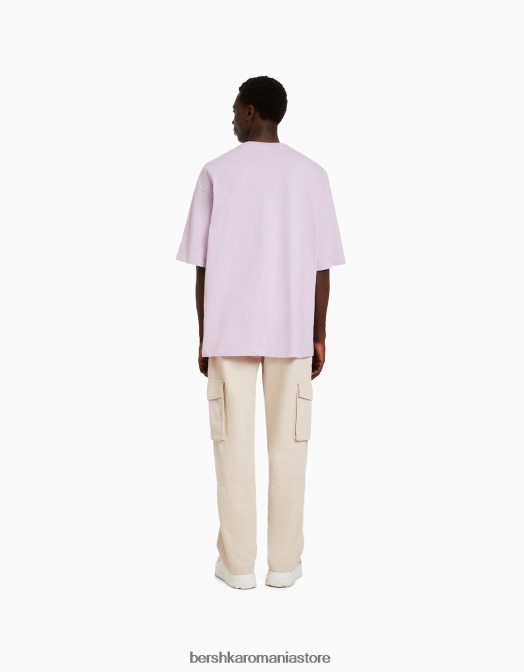 Bershka bărbați pantaloni cargo largi din bumbac cremă Z86D3244 îmbrăcăminte