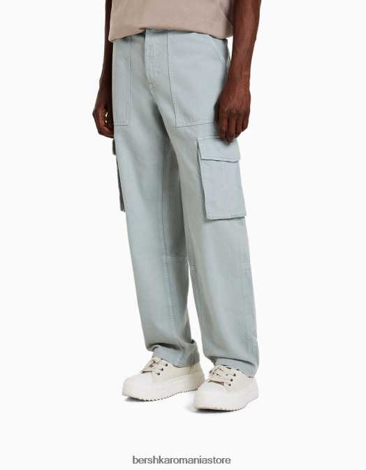 Bershka bărbați pantaloni cargo largi din bumbac verde Z86D3246 îmbrăcăminte
