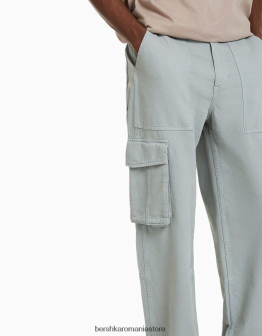 Bershka bărbați pantaloni cargo largi din bumbac verde Z86D3246 îmbrăcăminte