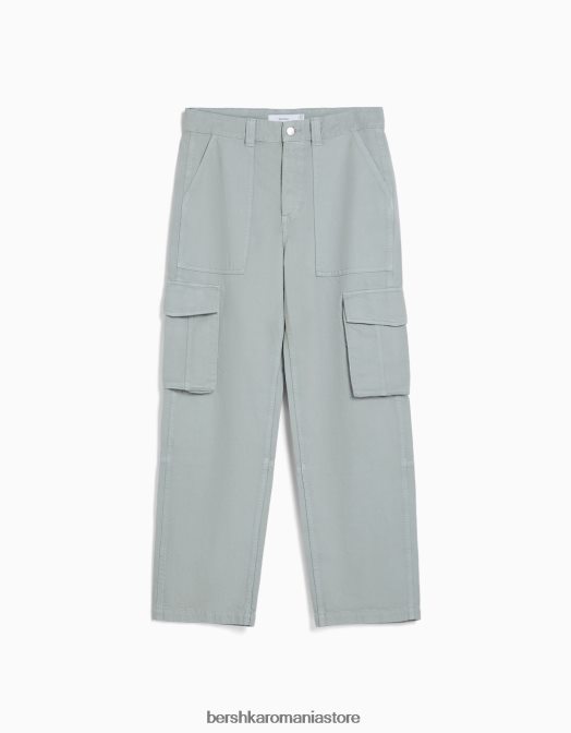 Bershka bărbați pantaloni cargo largi din bumbac verde Z86D3246 îmbrăcăminte