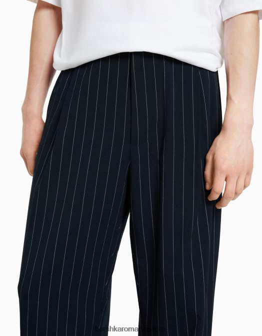 Bershka bărbați pantaloni croiți cu dungi marina Z86D3273 îmbrăcăminte