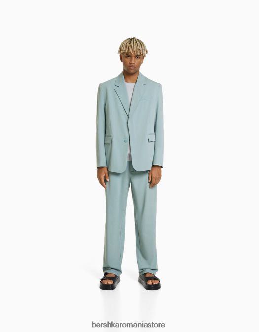 Bershka bărbați pantaloni croiți cu picioare largi verde Z86D3026 îmbrăcăminte