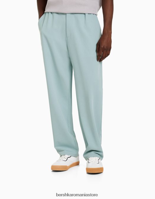 Bershka bărbați pantaloni croiți cu picioare largi verde Z86D3272 îmbrăcăminte
