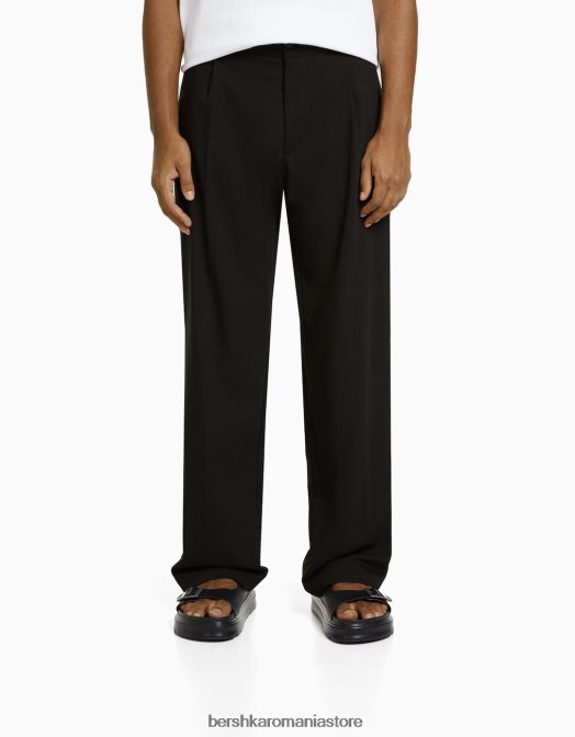 Bershka bărbați pantaloni croiți cu săgeți negru Z86D3030 îmbrăcăminte