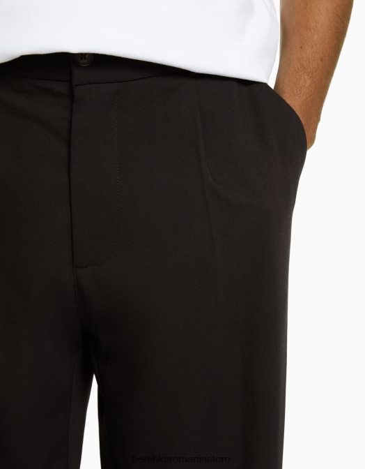 Bershka bărbați pantaloni croiți cu săgeți negru Z86D3030 îmbrăcăminte