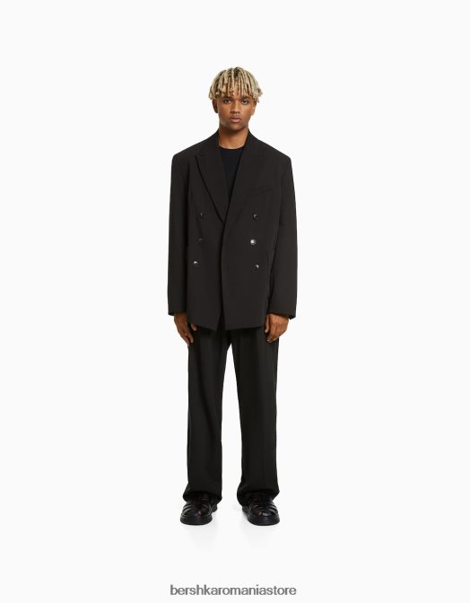 Bershka bărbați pantaloni croiți cu săgeți negru Z86D3034 îmbrăcăminte