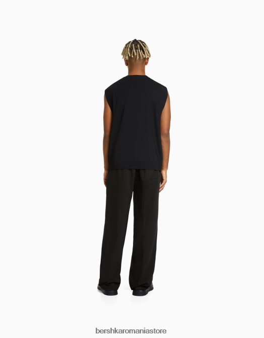 Bershka bărbați pantaloni croiți cu săgeți negru Z86D3034 îmbrăcăminte