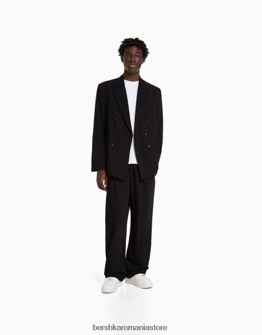 Bershka bărbați pantaloni croiți cu săgeți negru Z86D3037 îmbrăcăminte