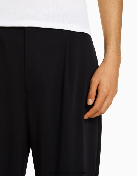 Bershka bărbați pantaloni croiți cu săgeți negru Z86D3271 îmbrăcăminte
